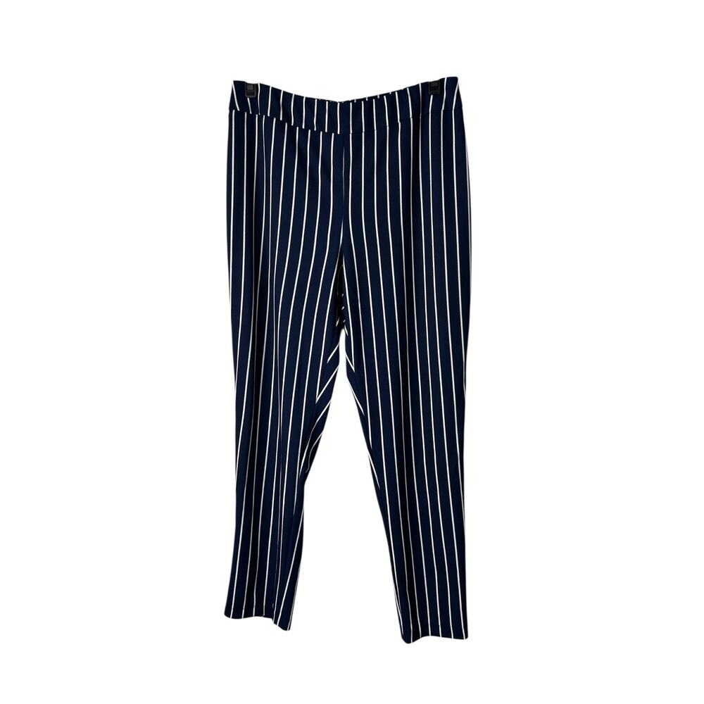 Ashley Stewart Pants Size 14/16 Navy White Striped Nautical Career Office Work
